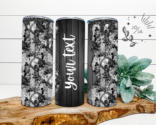 Custom Skull Design Tumbler – 20oz Stainless Steel | Double Wall Insulated | Add Your Name