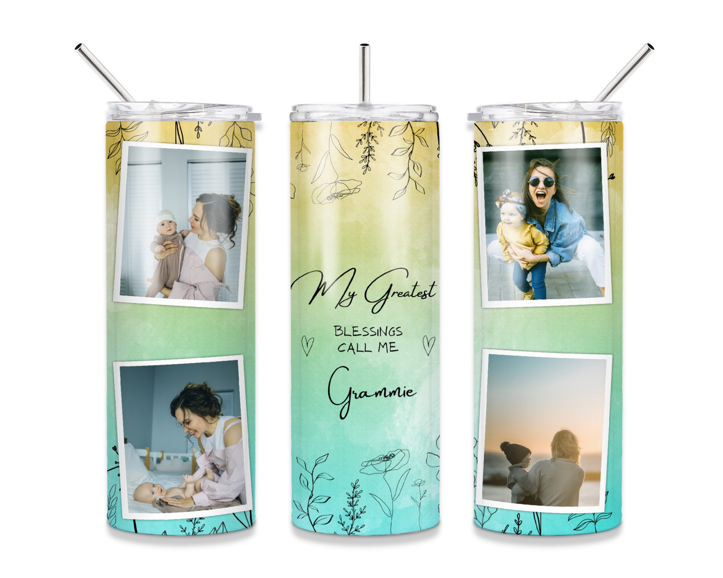 “My Greatest Blessings Call Me ____” Custom Collage Tumbler – 20oz Stainless Steel | Double Wall Insulated