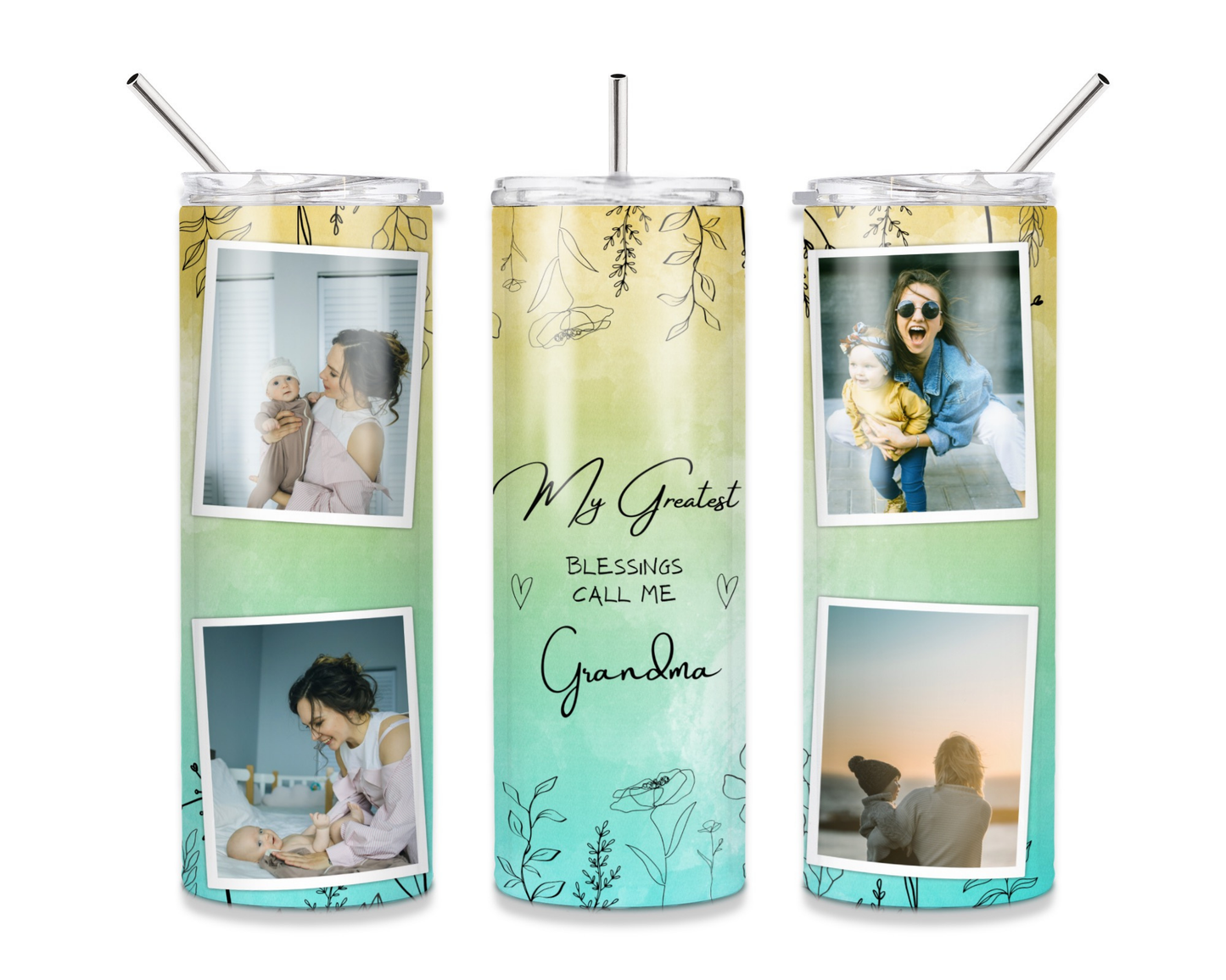 “My Greatest Blessings Call Me ____” Custom Collage Tumbler – 20oz Stainless Steel | Double Wall Insulated
