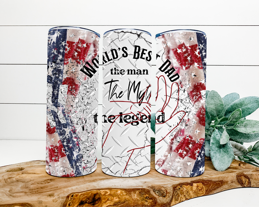 World’s Best Dad Tumbler – 20oz Stainless Steel | Double Wall Insulated | US Flag Design