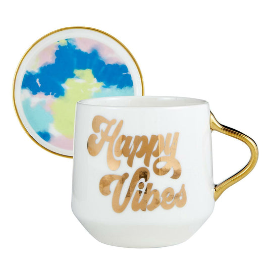 Mug & Coaster Lid - Happy Vibes