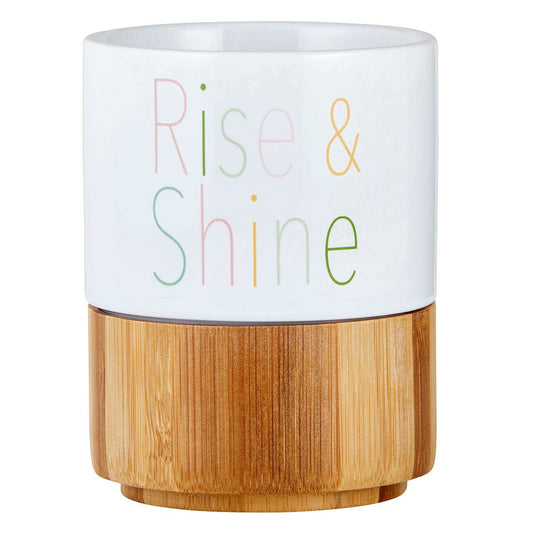 Ceramic Mug with Bamboo Base - Rise & Shine