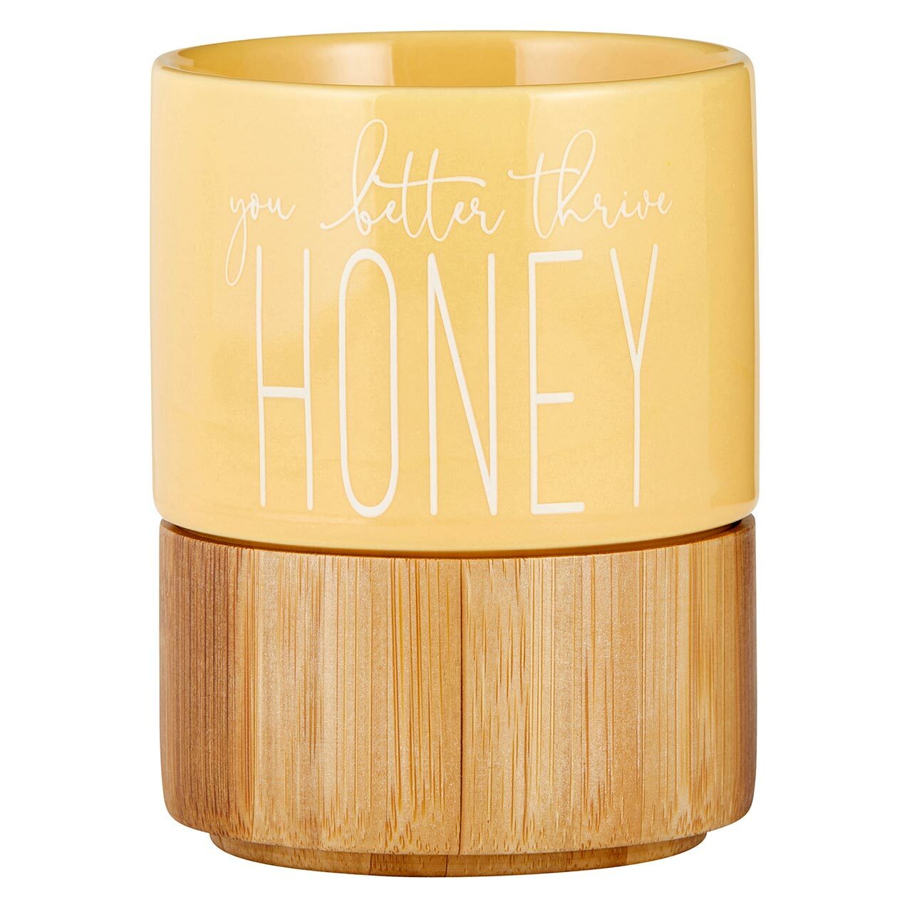 Ceramic Mug with Bamboo Base - You Better Thrive Honey