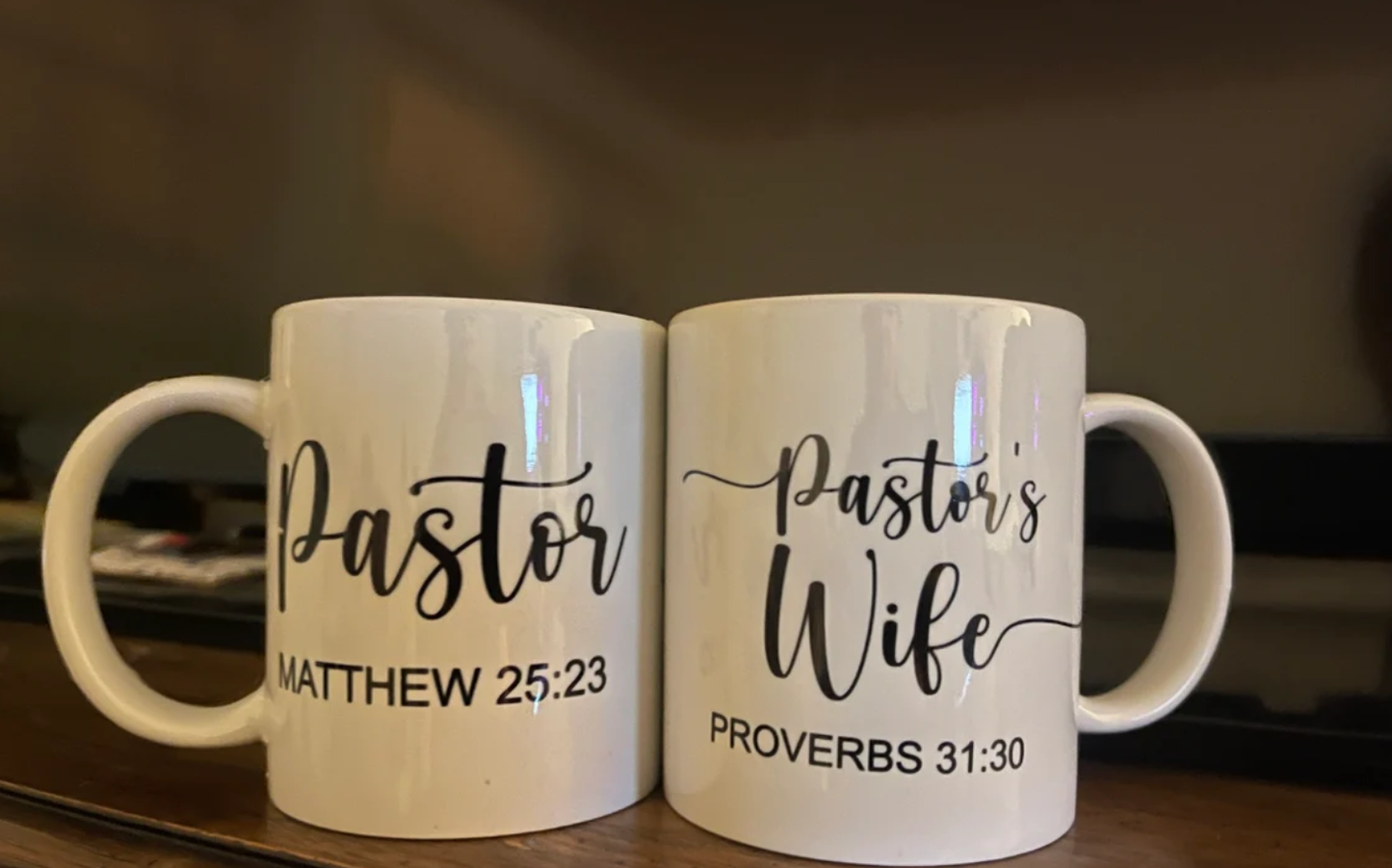 Pastor & Pastor’s Wife Mug Set – Personalized 15oz Ceramic & Accent Mugs | Microwave & Dishwasher Safe